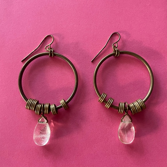 Brass and Chrystal Earrings - Picture 2 of 3